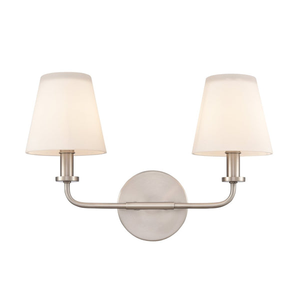 Atlas Hoyle 2-Light Vanity Light Fixture - Modern Design with Etched Glass Shades for Elegant Illumination Antique Nickel 16'' WL11641-NK
