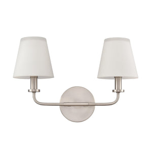 Atlas Hoyle 2-Light Vanity Light Fixture - Modern Design with Etched Glass Shades for Elegant Illumination Antique Nickel 16'' WL11641-NK