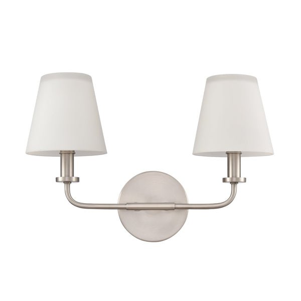 Atlas Hoyle 2-Light Vanity Light Fixture - Modern Design with Etched Glass Shades for Elegant Illumination Antique Nickel 16'' WL11641-NK