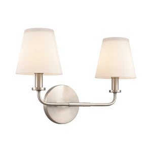 Atlas Hoyle 2-Light Vanity Light Fixture - Modern Design with Etched Glass Shades for Elegant Illumination Antique Nickel 16'' WL11641-NK