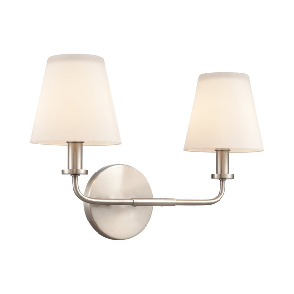 Atlas Hoyle 2-Light Vanity Light Fixture - Modern Design with Etched Glass Shades for Elegant Illumination Antique Nickel 16'' WL11641-NK