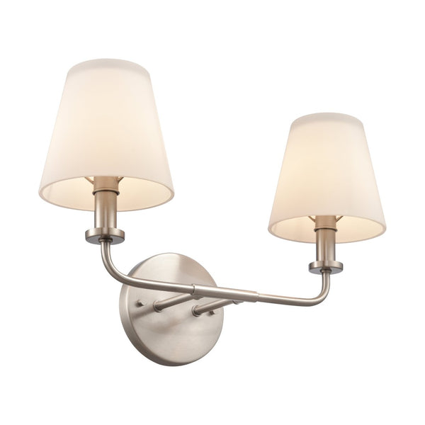 Atlas Hoyle 2-Light Vanity Light Fixture - Modern Design with Etched Glass Shades for Elegant Illumination Antique Nickel 16'' WL11641-NK