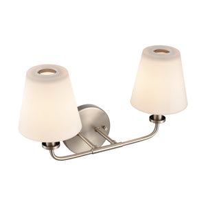 Atlas Hoyle 2-Light Vanity Light Fixture - Modern Design with Etched Glass Shades for Elegant Illumination Antique Nickel 16'' WL11641-NK