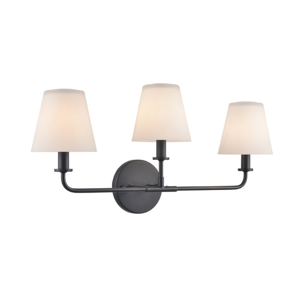 Atlas Hoyle 2-Light Vanity Light Fixture - Modern Design with Etched Glass Shades for Elegant Illumination Matte Black 24'' WL11642-BK