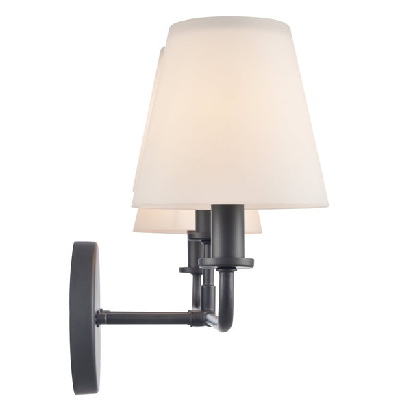 Atlas Hoyle 2-Light Vanity Light Fixture - Modern Design with Etched Glass Shades for Elegant Illumination Matte Black 24'' WL11642-BK