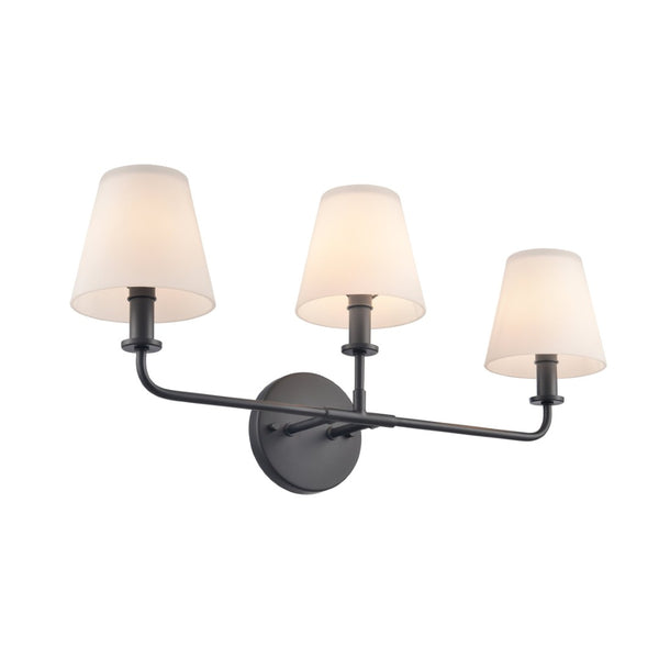 Atlas Hoyle 2-Light Vanity Light Fixture - Modern Design with Etched Glass Shades for Elegant Illumination Matte Black 24'' WL11642-BK