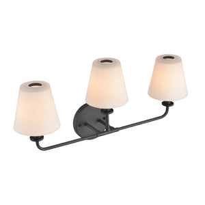 Atlas Hoyle 2-Light Vanity Light Fixture - Modern Design with Etched Glass Shades for Elegant Illumination Matte Black 24'' WL11642-BK