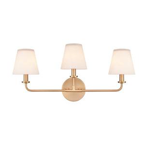 Atlas Hoyle 2-Light Vanity Light Fixture - Modern Design with Etched Glass Shades for Elegant Illumination Brushed Gold 24'' WL11642-GD