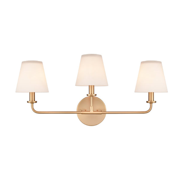 Atlas Hoyle 2-Light Vanity Light Fixture - Modern Design with Etched Glass Shades for Elegant Illumination Brushed Gold 24'' WL11642-GD