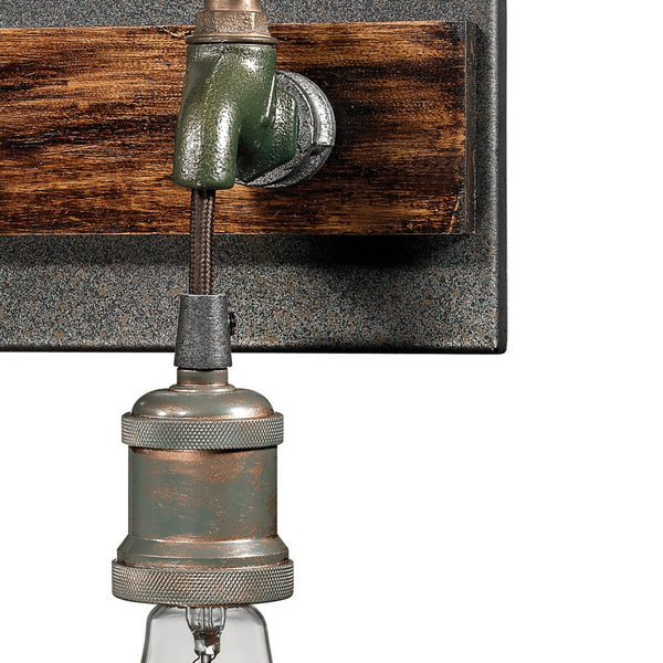 Atlas Jonas 4-Light Vanity Light Fixture - Vintage Industrial Design with Durable Weathered Zinc Finish Multi Tone Weathered 19'' WL11645-GY