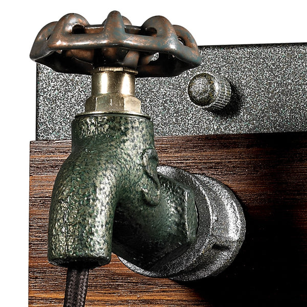 Atlas Jonas 7" High Vintage Industrial 1-Light Sconce - Weathered Metal & Wood Accent for Unique Charm WL11646-GY