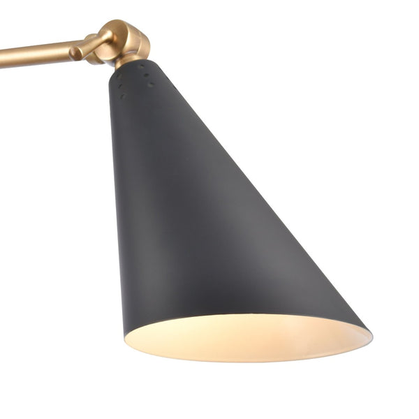 Atlas Luca 18.5'' High Adjustable Swingarm Sconce - Elegant Midcentury Design in Natural Brass & Black WL11655-BS
