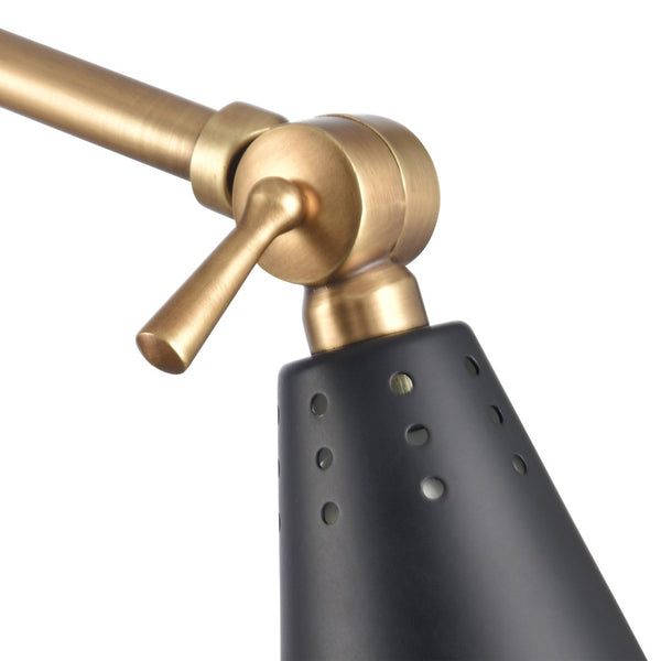 Atlas Luca 18.5'' High Adjustable Swingarm Sconce - Elegant Midcentury Design in Natural Brass & Black WL11655-BS