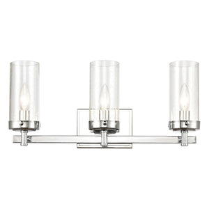 Atlas Melinda Modern 2-Light Vanity Light Fixture with Seeded Glass Shades for Elegant Illumination Polished Chrome 20'' WL11660-CH