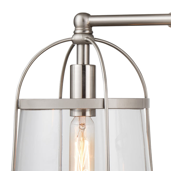 Atlas Merrick 1-Light Wall Sconce - Elegant Clear Glass Shade & Arching Metalwork for Timeless Style Satin Nickel 17'' WL11661-NK