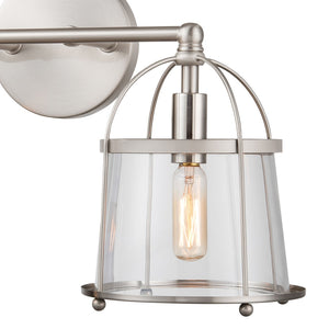 Atlas Merrick 1-Light Wall Sconce - Elegant Clear Glass Shade & Arching Metalwork for Timeless Style Satin Nickel 17'' WL11661-NK