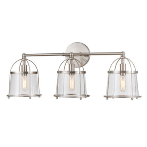 Atlas Merrick 1-Light Wall Sconce - Elegant Clear Glass Shade & Arching Metalwork for Timeless Style Satin Nickel 24'' WL11662-NK