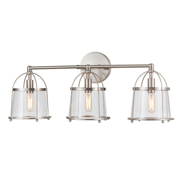 Atlas Merrick 1-Light Wall Sconce - Elegant Clear Glass Shade & Arching Metalwork for Timeless Style Satin Nickel 24'' WL11662-NK