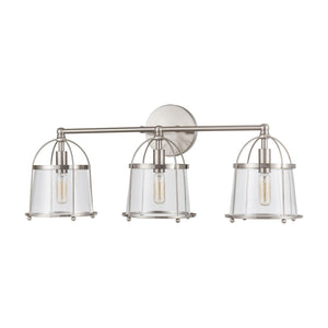 Atlas Merrick 1-Light Wall Sconce - Elegant Clear Glass Shade & Arching Metalwork for Timeless Style Satin Nickel 24'' WL11662-NK
