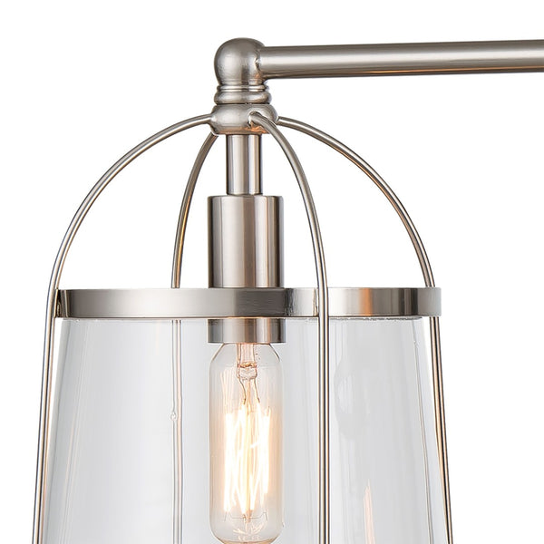 Atlas Merrick 1-Light Wall Sconce - Elegant Clear Glass Shade & Arching Metalwork for Timeless Style Satin Nickel 24'' WL11662-NK