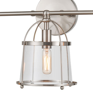 Atlas Merrick 1-Light Wall Sconce - Elegant Clear Glass Shade & Arching Metalwork for Timeless Style Satin Nickel 24'' WL11662-NK
