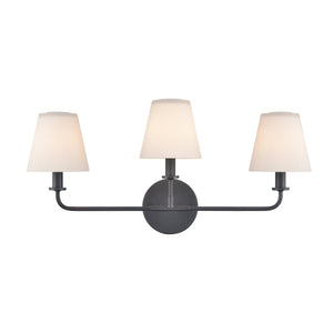 Atlas Minerva 24'' Wide 3-Light Vanity Light - Elegant Tapered Glass Shades for Bright, Flattering Illumination Matte Black WL11664-BK