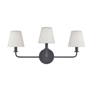 Atlas Minerva 24'' Wide 3-Light Vanity Light - Elegant Tapered Glass Shades for Bright, Flattering Illumination Matte Black WL11664-BK