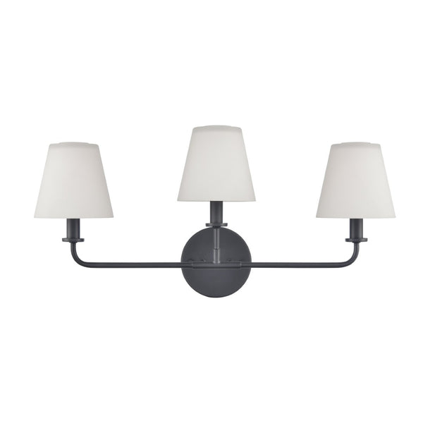 Atlas Minerva 24'' Wide 3-Light Vanity Light - Elegant Tapered Glass Shades for Bright, Flattering Illumination Matte Black WL11664-BK
