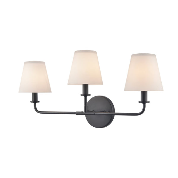 Atlas Minerva 24'' Wide 3-Light Vanity Light - Elegant Tapered Glass Shades for Bright, Flattering Illumination Matte Black WL11664-BK