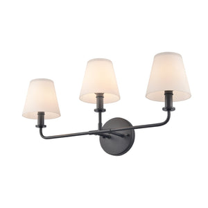 Atlas Minerva 24'' Wide 3-Light Vanity Light - Elegant Tapered Glass Shades for Bright, Flattering Illumination Matte Black WL11664-BK
