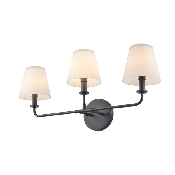 Atlas Minerva 24'' Wide 3-Light Vanity Light - Elegant Tapered Glass Shades for Bright, Flattering Illumination Matte Black WL11664-BK