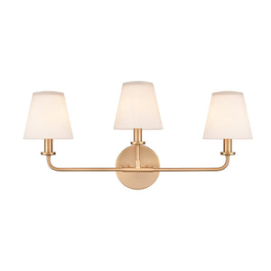 Atlas Minerva 24'' Wide 3-Light Vanity Light - Elegant Tapered Glass Shades for Bright, Flattering Illumination Brushed Gold WL11664-GD