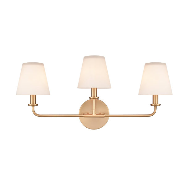 Atlas Minerva 24'' Wide 3-Light Vanity Light - Elegant Tapered Glass Shades for Bright, Flattering Illumination Brushed Gold WL11664-GD