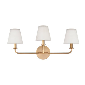 Atlas Minerva 24'' Wide 3-Light Vanity Light - Elegant Tapered Glass Shades for Bright, Flattering Illumination Brushed Gold WL11664-GD