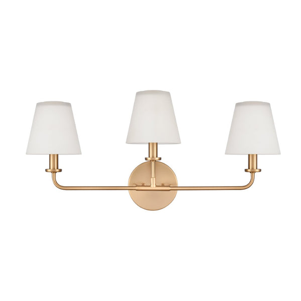 Atlas Minerva 24'' Wide 3-Light Vanity Light - Elegant Tapered Glass Shades for Bright, Flattering Illumination Brushed Gold WL11664-GD