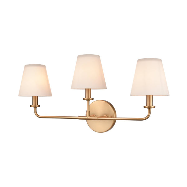 Atlas Minerva 24'' Wide 3-Light Vanity Light - Elegant Tapered Glass Shades for Bright, Flattering Illumination Brushed Gold WL11664-GD