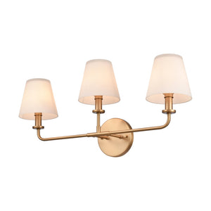 Atlas Minerva 24'' Wide 3-Light Vanity Light - Elegant Tapered Glass Shades for Bright, Flattering Illumination Brushed Gold WL11664-GD