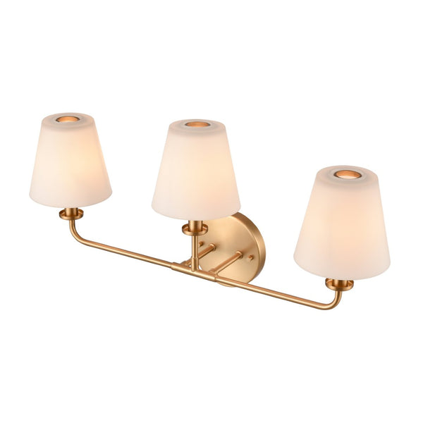 Atlas Minerva 24'' Wide 3-Light Vanity Light - Elegant Tapered Glass Shades for Bright, Flattering Illumination Brushed Gold WL11664-GD