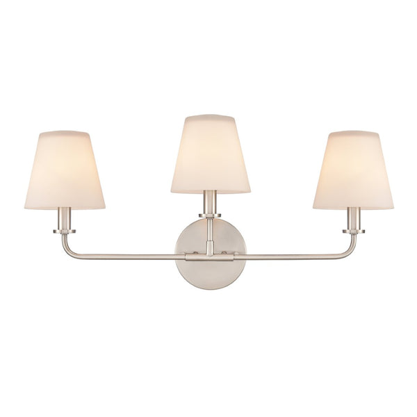 Atlas Minerva 24'' Wide 3-Light Vanity Light - Elegant Tapered Glass Shades for Bright, Flattering Illumination Antique Nickel WL11664-NK