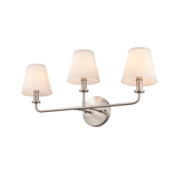 Atlas Minerva 24'' Wide 3-Light Vanity Light - Elegant Tapered Glass Shades for Bright, Flattering Illumination Antique Nickel WL11664-NK