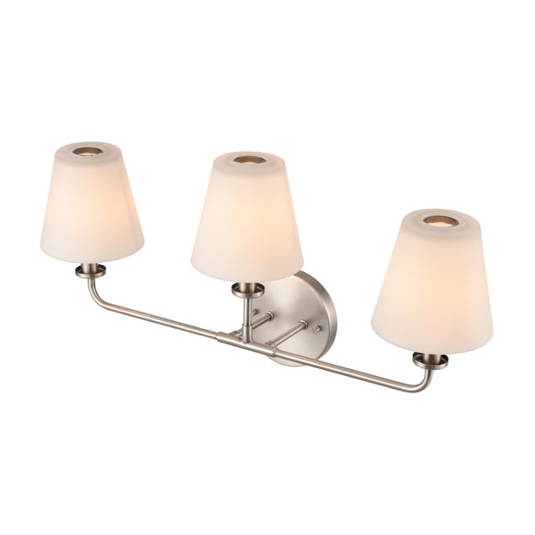 Atlas Minerva 24'' Wide 3-Light Vanity Light - Elegant Tapered Glass Shades for Bright, Flattering Illumination Antique Nickel WL11664-NK