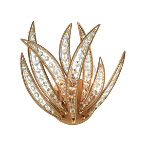 Atlas Naples 13" High 2-Light Wall Sconce - Coastal Elegance with Matte Gold Palm Design & Crystal Accents WL11669-GD