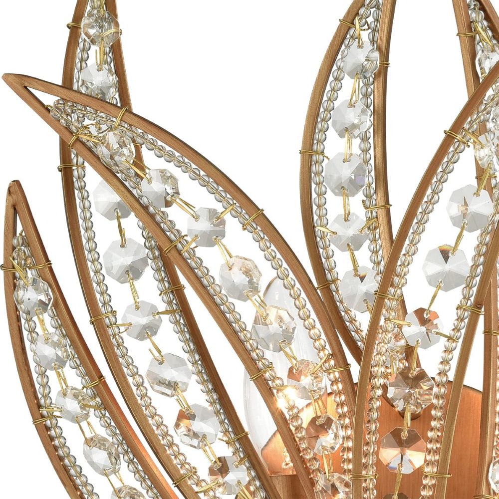 Atlas Naples 13" High 2-Light Wall Sconce - Coastal Elegance with Matte Gold Palm Design & Crystal Accents WL11669-GD