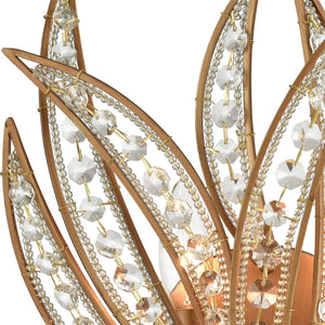 Atlas Naples 13" High 2-Light Wall Sconce - Coastal Elegance with Matte Gold Palm Design & Crystal Accents WL11669-GD