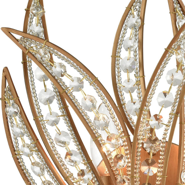 Atlas Naples 13" High 2-Light Wall Sconce - Coastal Elegance with Matte Gold Palm Design & Crystal Accents WL11669-GD