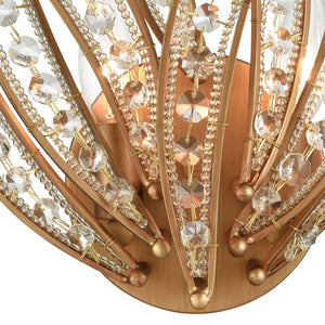 Atlas Naples 13" High 2-Light Wall Sconce - Coastal Elegance with Matte Gold Palm Design & Crystal Accents WL11669-GD