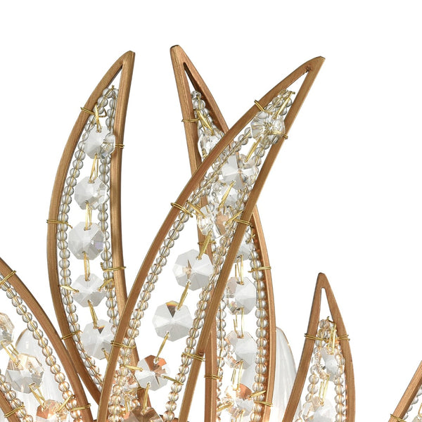 Atlas Naples 13" High 2-Light Wall Sconce - Coastal Elegance with Matte Gold Palm Design & Crystal Accents WL11669-GD