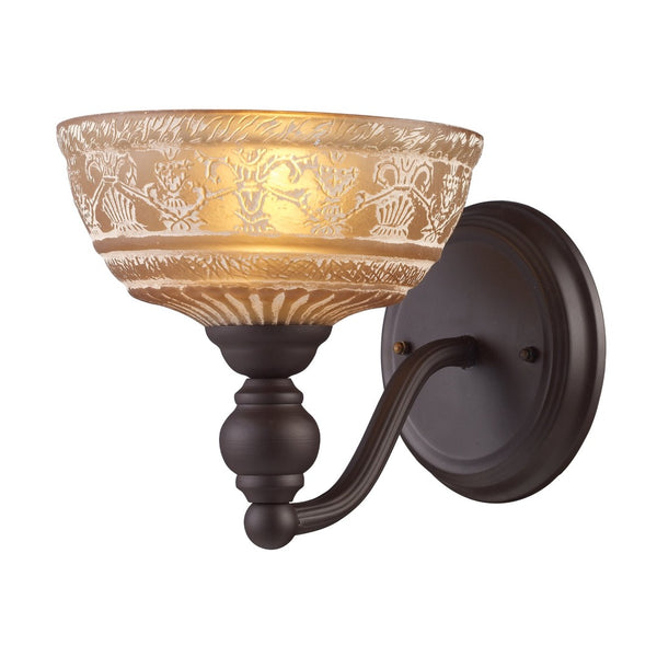 Atlas Norwich 8'' High 1-Light Sconce in Oiled Bronze with Amber Glass - Classic Indoor Lighting Fixture WL11671-BZ