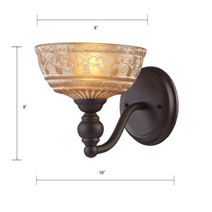 Atlas Norwich 8'' High 1-Light Sconce in Oiled Bronze with Amber Glass - Classic Indoor Lighting Fixture WL11671-BZ