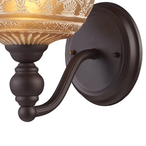Atlas Norwich 8'' High 1-Light Sconce in Oiled Bronze with Amber Glass - Classic Indoor Lighting Fixture WL11671-BZ